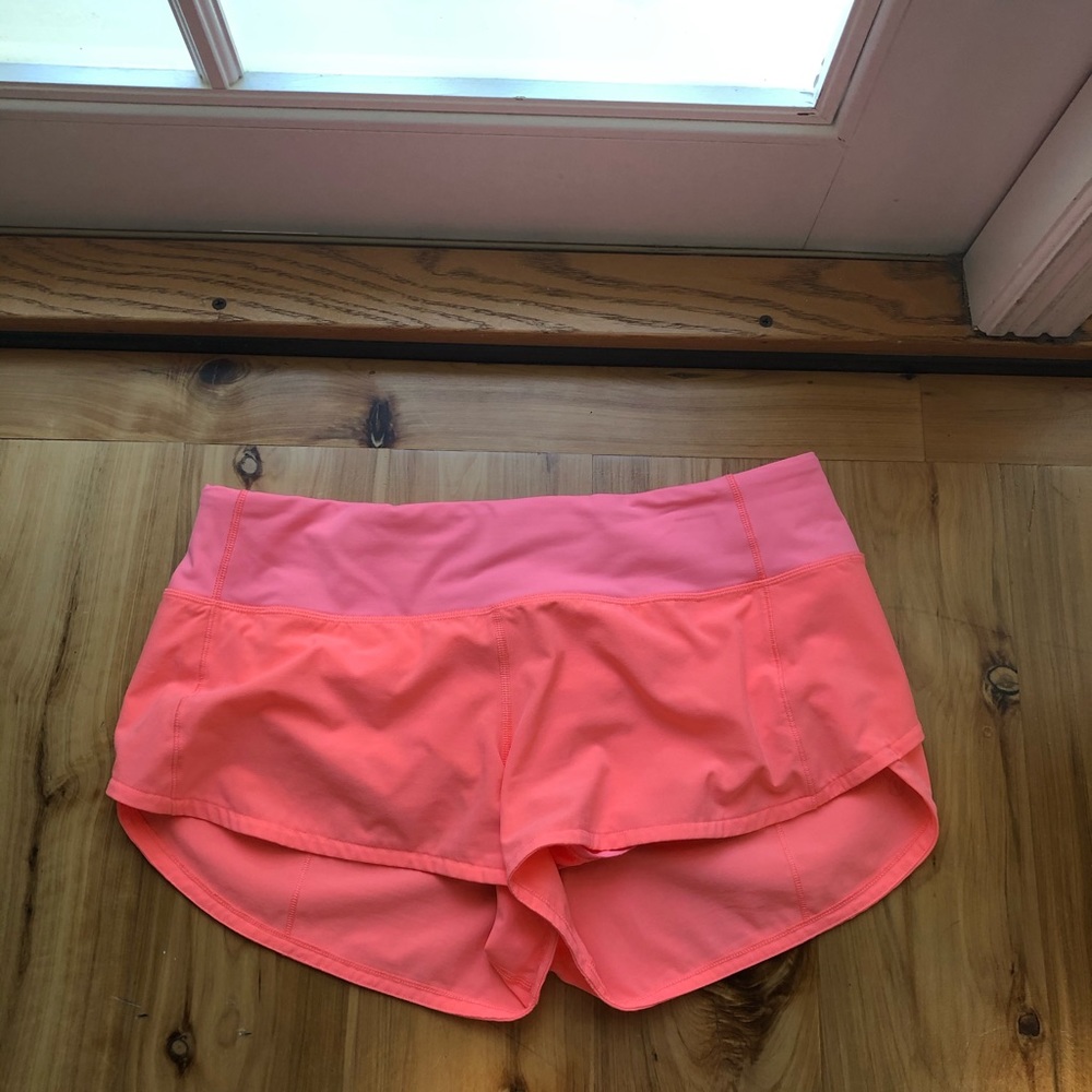 Pink lululemon speed up shorts
